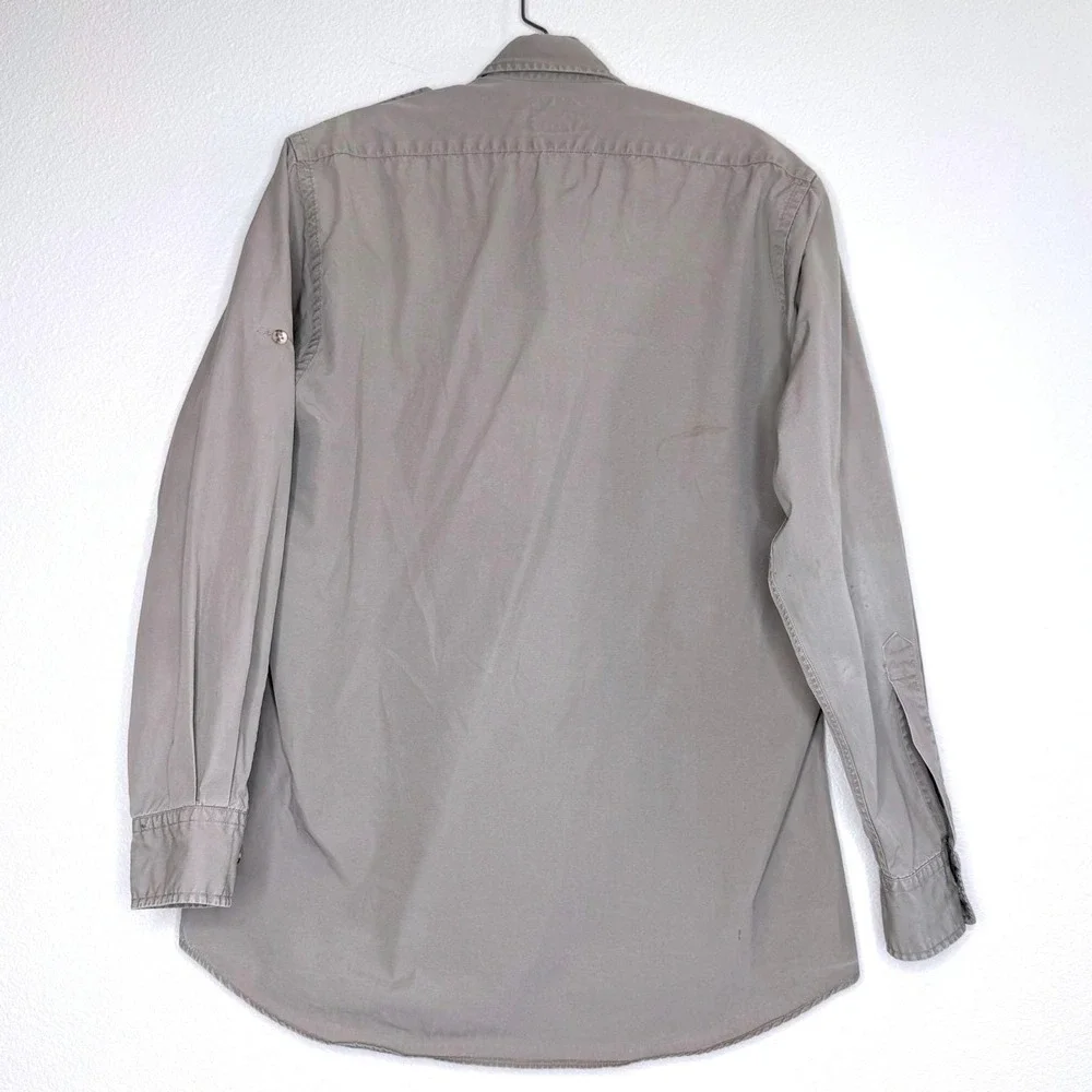 VTG BANANA REPUBLIC Archive Button Safari Mens Shirt M Khaki Stained 80s